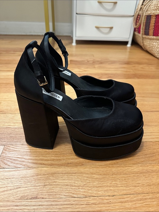Steve Madden Shoes - Steve Madden Black Ankle-Strap Platform Block Heels
